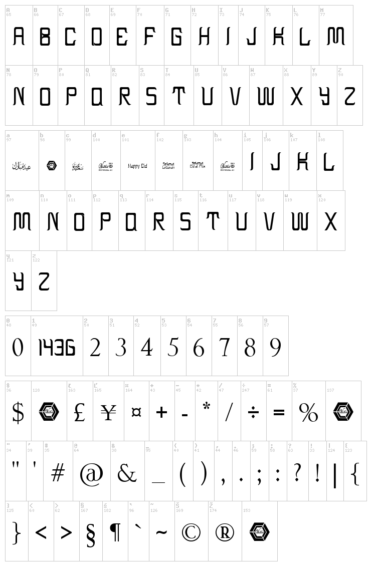 Eid al-Fitr 1 font map